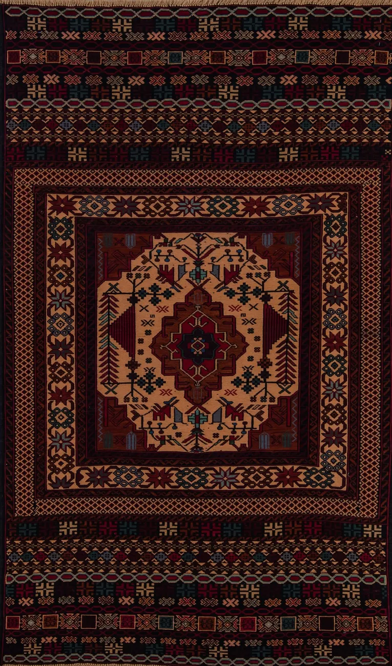 Афганский ковер из шерсти Килим ZОГ159WW - 1