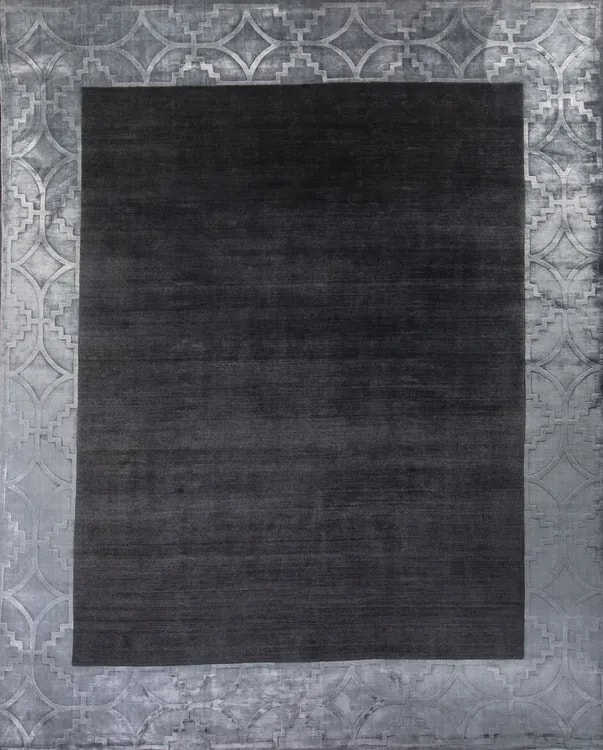 Индийский ковер из шерсти с артшелком Graphite grey ОГ5639WAsC