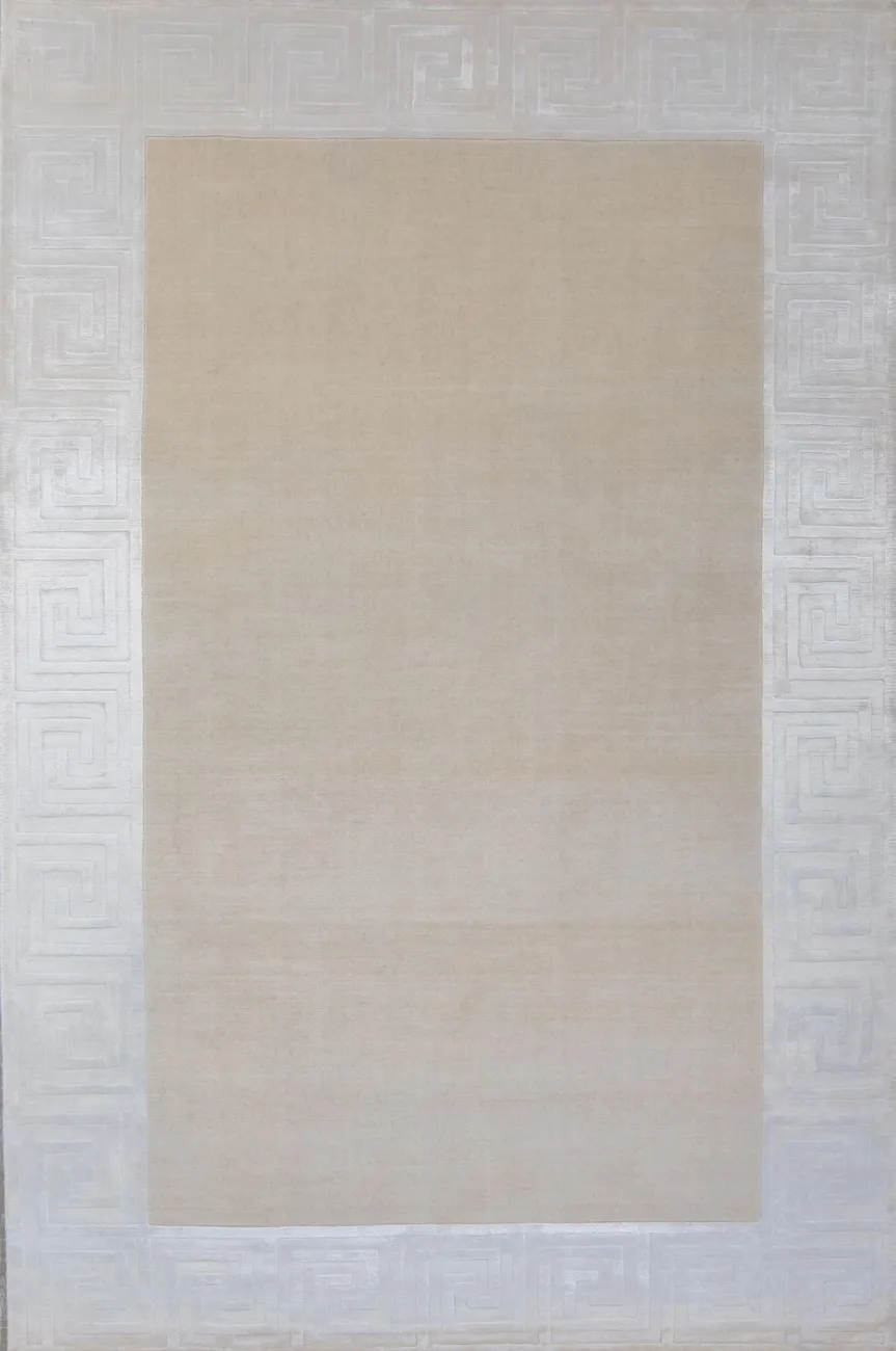 Индийский ковер из шерсти с артшелком Greek WhiteLt.beige ОГ5664WAsC - 1
