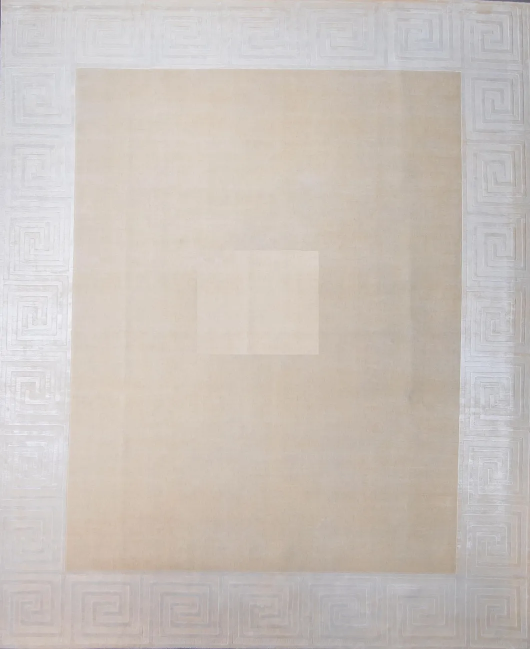 Индийский ковер из шерсти с артшелком Greek WhiteLt.beige ОГ5670WAsC - 1